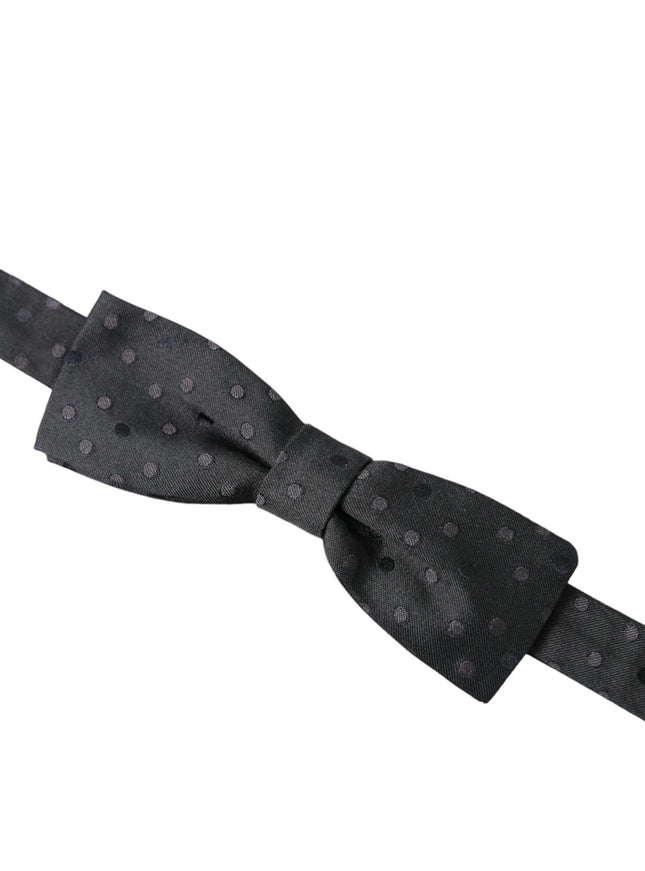Dolce & Gabbana Gray Polka Dot Silk Adjustable Neck Men Papillon Bow Tie - Ellie Belle