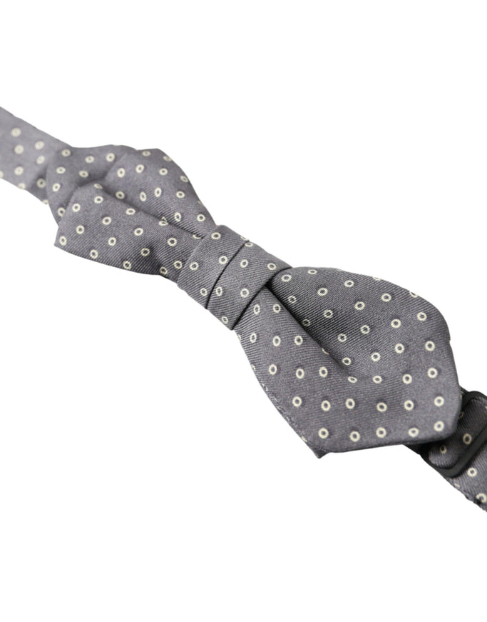 Dolce & Gabbana Gray Polka Dots Silk Adjustable Neck Papillon Bow Tie - Ellie Belle