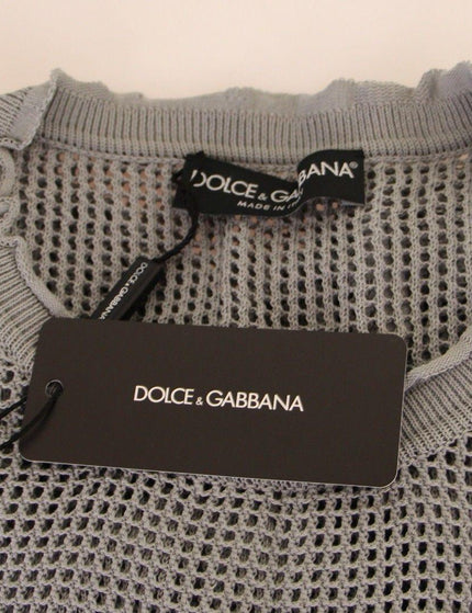 Dolce & Gabbana Gray Runway Logo Netz Pullover Netted Sweater - Ellie Belle