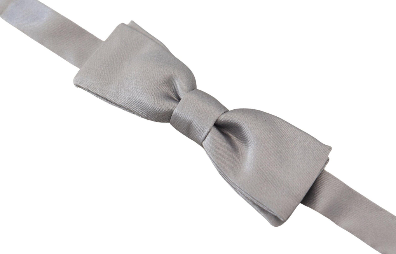 Dolce & Gabbana Gray Silk Adjustable Men Neck Papillon Bow Tie - Ellie Belle