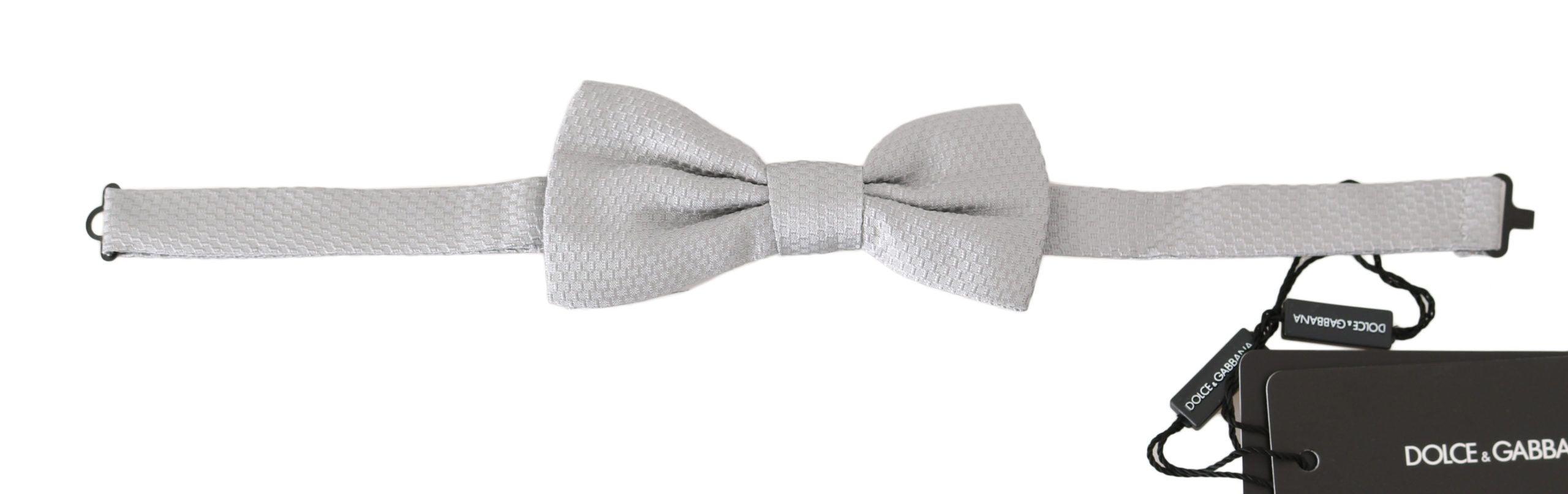 Dolce & Gabbana Gray Silk Baroque Jacquard Men Bow Tie Papillon - Ellie Belle