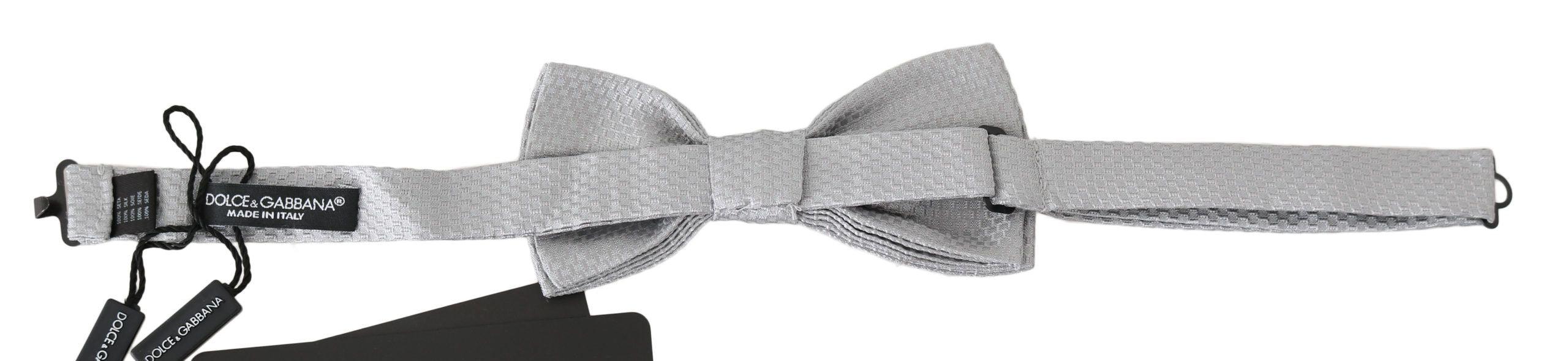 Dolce & Gabbana Gray Silk Baroque Jacquard Men Bow Tie Papillon - Ellie Belle