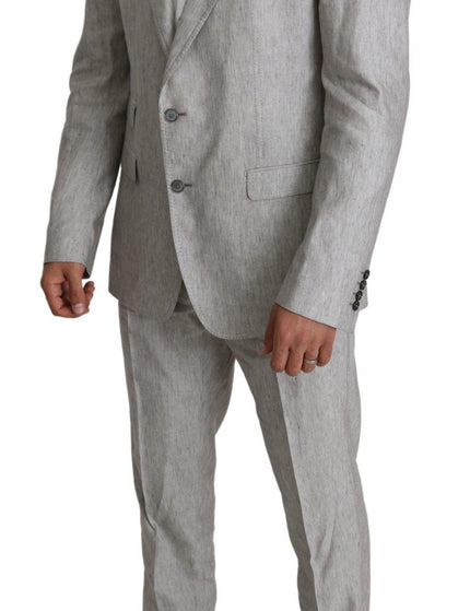 Dolce & Gabbana Gray Single Breasted 2 Piece Linen NAPOLI Suit - Ellie Belle