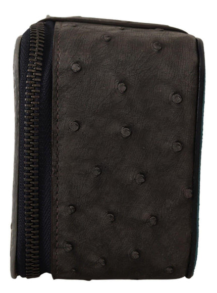 Dolce & Gabbana Gray Skin Leather Vanity Case Toiletry Shaving Bag - Ellie Belle