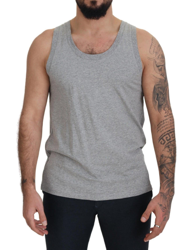 Dolce & Gabbana Gray Sleeveless Logo Print Underwear T-shirt - Ellie Belle