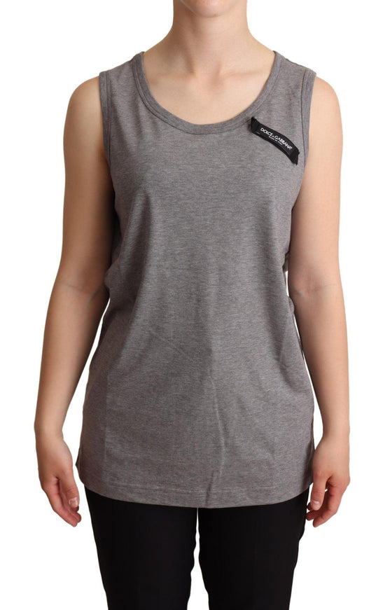 Dolce & Gabbana Gray Sleeveless Round Neck Tank Top T-shirt - Ellie Belle