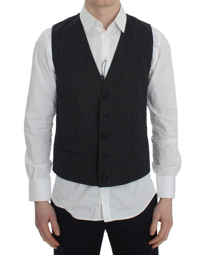 Dolce & Gabbana Gray Striped Formal Vest - Ellie Belle