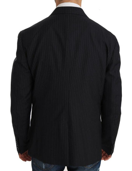 Dolce & Gabbana Gray Striped Wool Jacket Coat Slim Blazer - Ellie Belle
