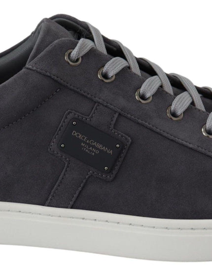 Dolce & Gabbana Gray Suede Leather Mens Low Sneakers Shoes - Ellie Belle
