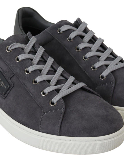Dolce & Gabbana Gray Suede Leather Mens Low Sneakers Shoes - Ellie Belle