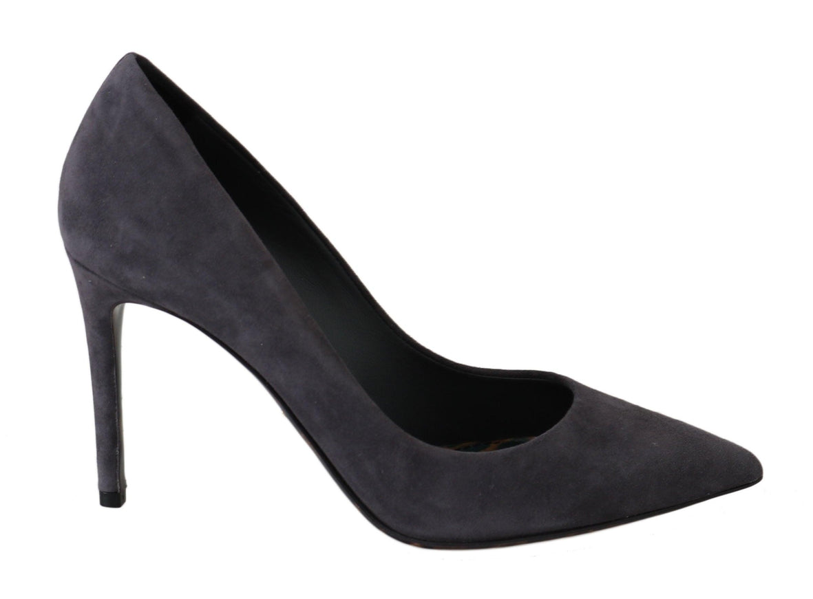 Dolce & Gabbana Gray Suede Leather Stiletto Shoes Heels - Ellie Belle