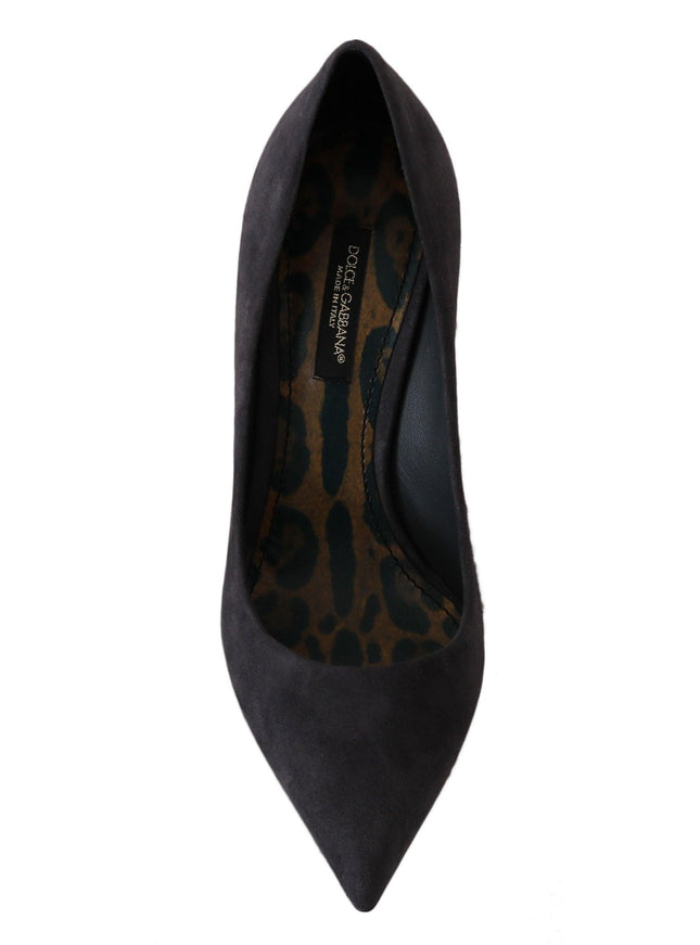 Dolce & Gabbana Gray Suede Leather Stiletto Shoes Heels - Ellie Belle