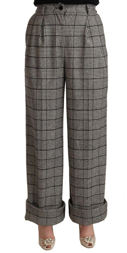 Dolce & Gabbana Gray Tartan Straight Trouser Wool Pants - Ellie Belle