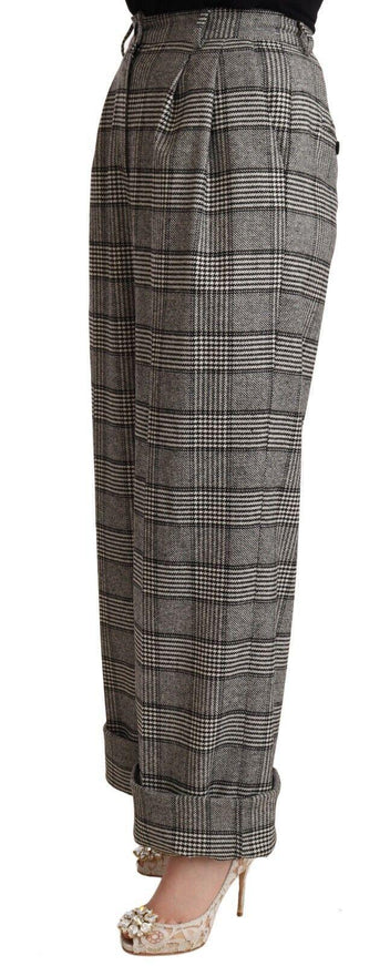 Dolce & Gabbana Gray Tartan Straight Trouser Wool Pants - Ellie Belle