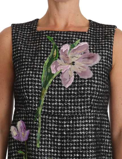 Dolce & Gabbana Gray Tulip Embroidered A-Line Shift Dress