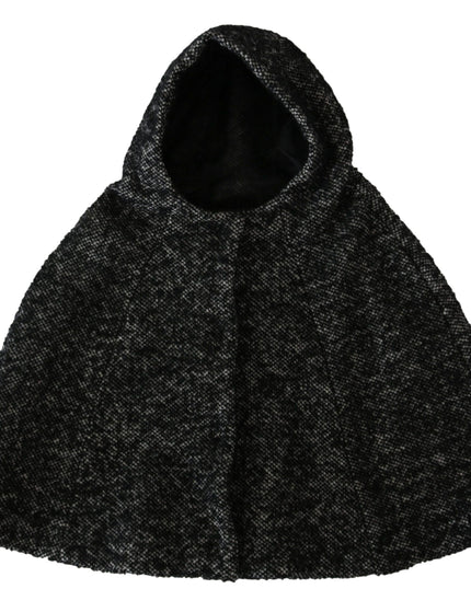 Dolce & Gabbana Gray Tweet Wool Shoulder Hat Hooded Scarf - Ellie Belle