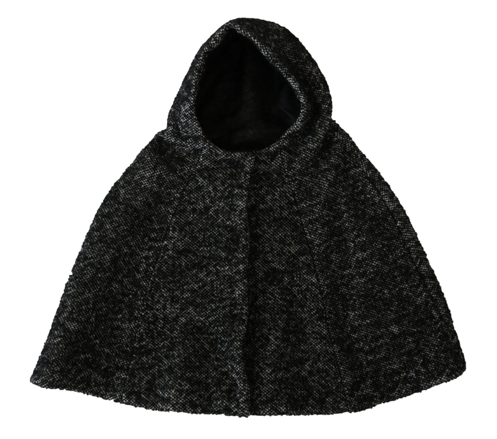 Dolce & Gabbana Gray Tweet Wool Shoulder Hat Hooded Scarf - Ellie Belle