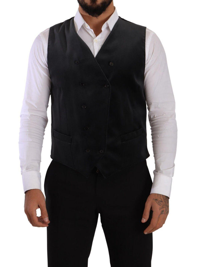 Dolce & Gabbana Gray Velvet Cotton Slim Fit Waistcoat Vest - Ellie Belle