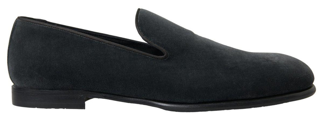 Dolce & Gabbana Gray Velvet Loafers Formal Shoes - Ellie Belle