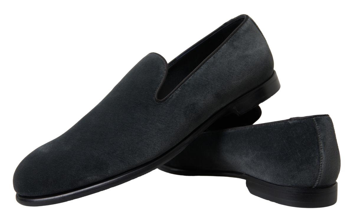 Dolce & Gabbana Gray Velvet Loafers Formal Shoes - Ellie Belle