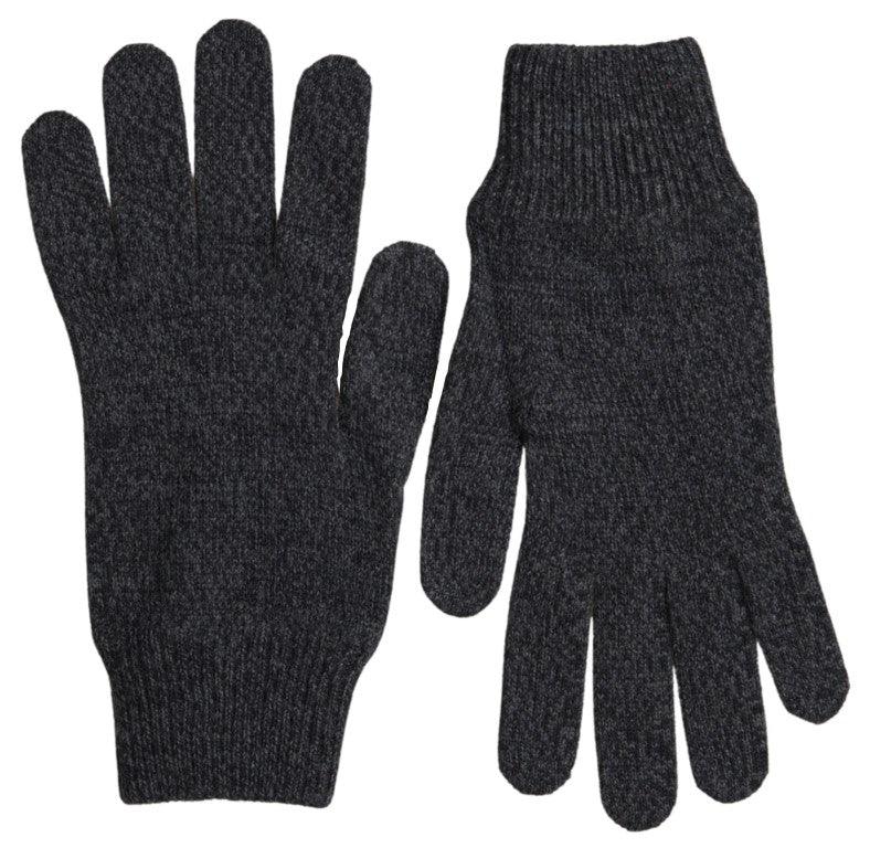 Dolce & Gabbana Gray Virgin Wool Knit Hands Mitten Men Gloves - Ellie Belle