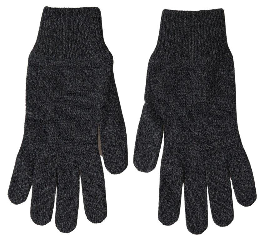 Dolce & Gabbana Gray Virgin Wool Knit Hands Mitten Men Gloves - Ellie Belle