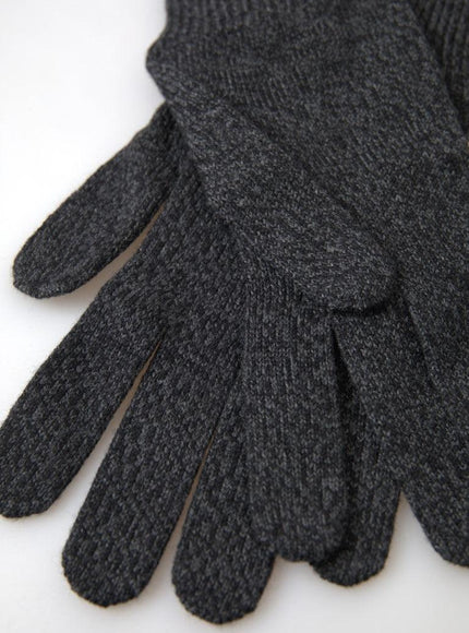 Dolce & Gabbana Gray Virgin Wool Knit Hands Mitten Men Gloves - Ellie Belle