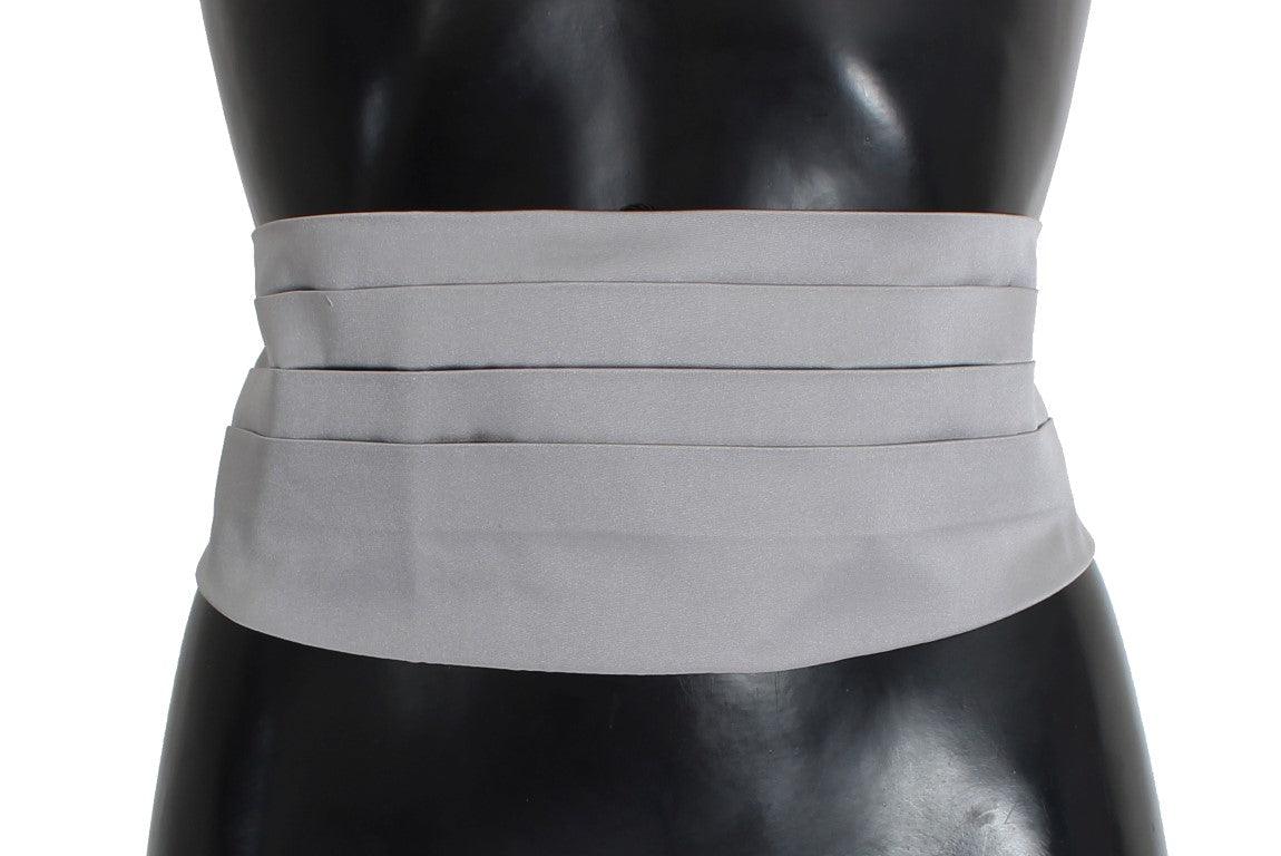 Dolce & Gabbana Gray Waist Belt Silk Cummerbund - Ellie Belle