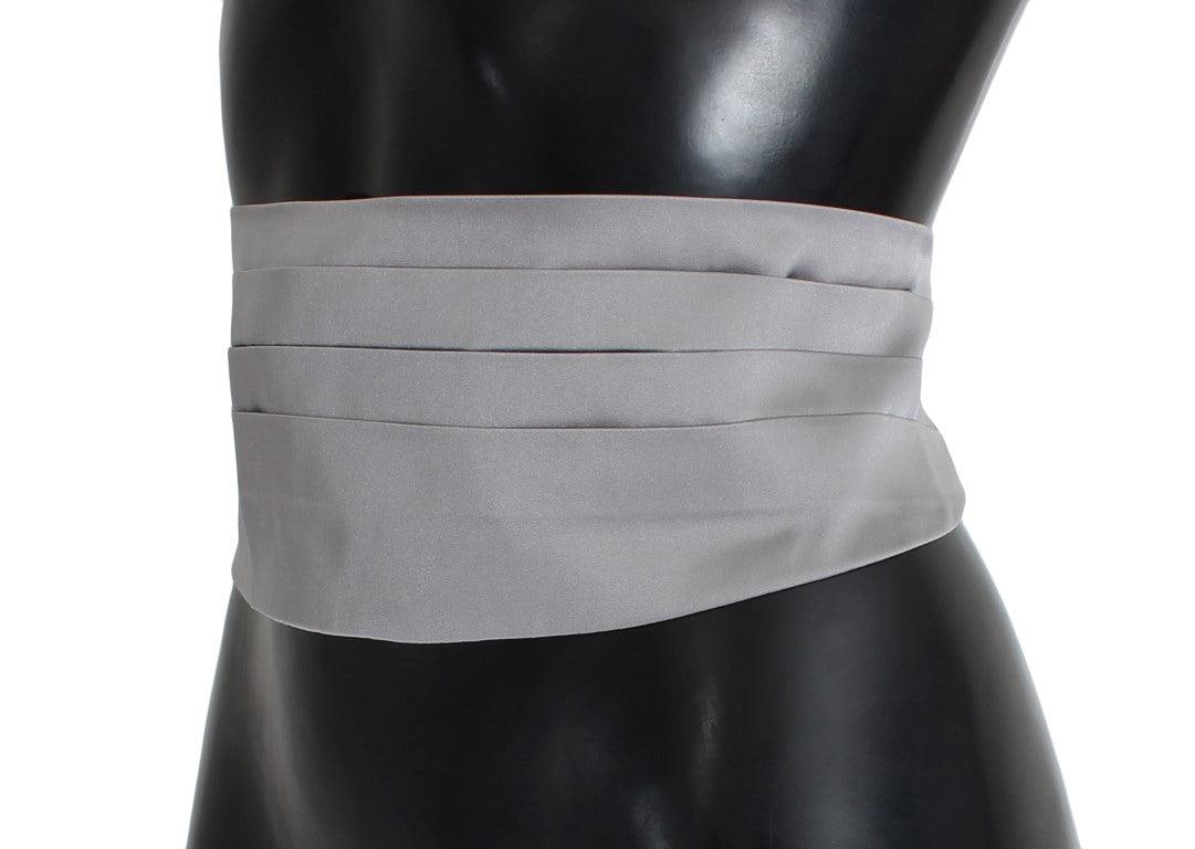 Dolce & Gabbana Gray Waist Belt Silk Cummerbund - Ellie Belle