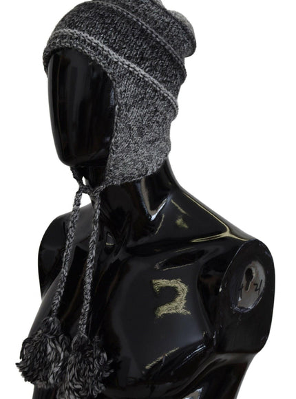 Dolce & Gabbana Gray Warm Fleece Ear Flaps Knit Beanie Hat