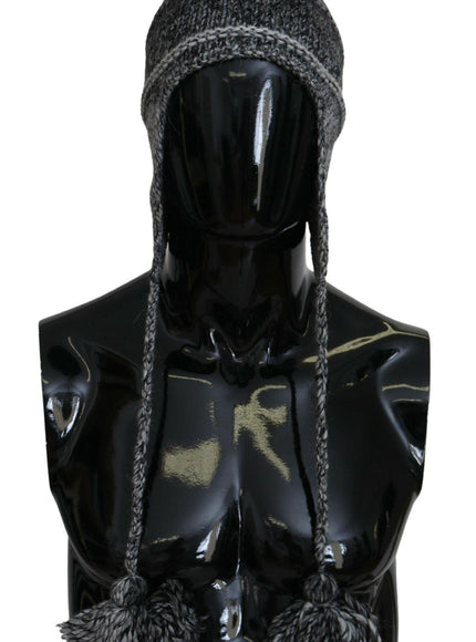 Dolce & Gabbana Gray Warm Fleece Ear Flaps Knit Beanie Hat