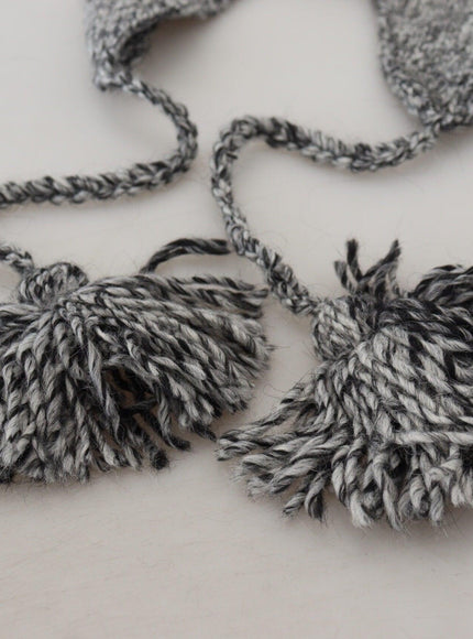 Dolce & Gabbana Gray Warm Fleece Ear Flaps Knit Beanie Hat