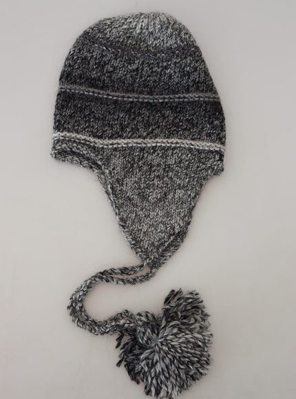 Dolce & Gabbana Gray Warm Fleece Ear Flaps Knit Beanie Hat