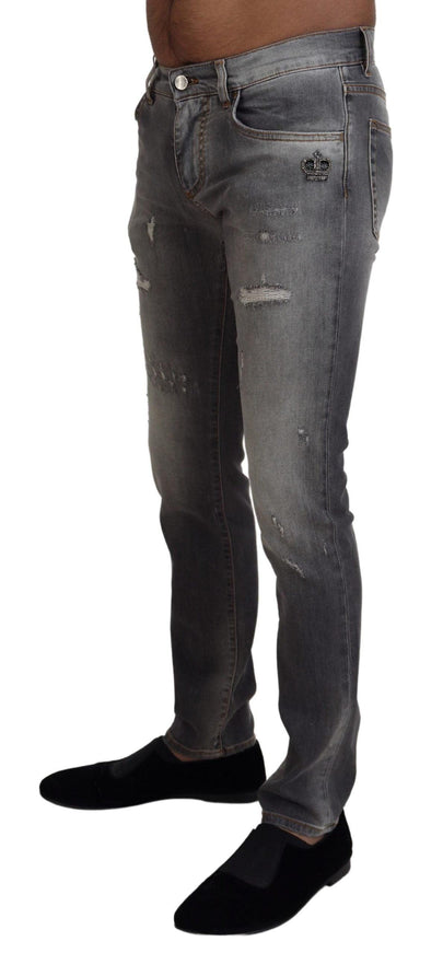 Dolce & Gabbana Gray Washed Cotton Skinny Denim Jeans - Ellie Belle