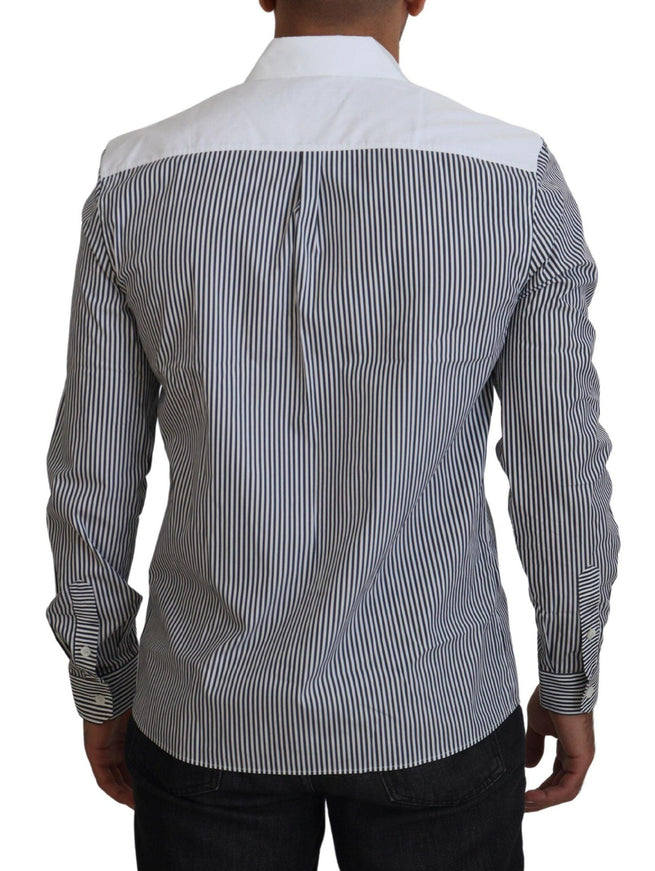 Dolce & Gabbana Gray White Striped Slim Fit Shirt - Ellie Belle