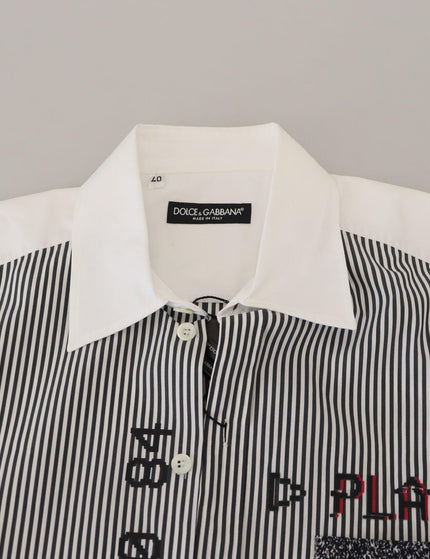Dolce & Gabbana Gray White Striped Slim Fit Shirt - Ellie Belle