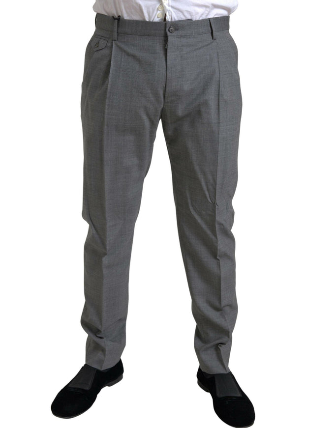 Dolce & Gabbana Gray Wool Chino Skinny Men Dress Trouser Pants - Ellie Belle