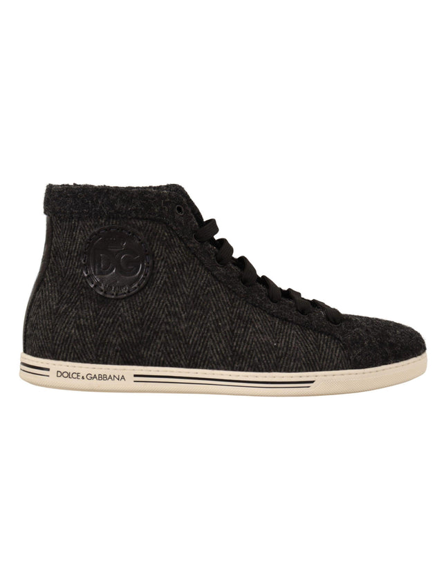Dolce & Gabbana Gray Wool Cotton Casual High Top Sneakers - Ellie Belle