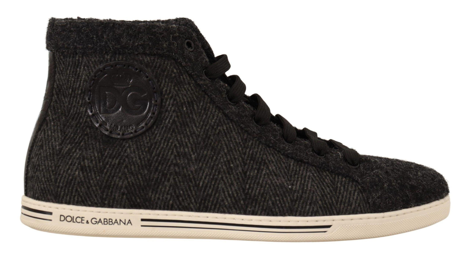 Dolce & Gabbana Gray Wool Cotton Casual High Top Sneakers - Ellie Belle