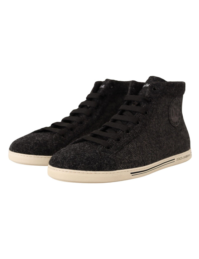 Dolce & Gabbana Gray Wool Cotton Casual High Top Sneakers - Ellie Belle