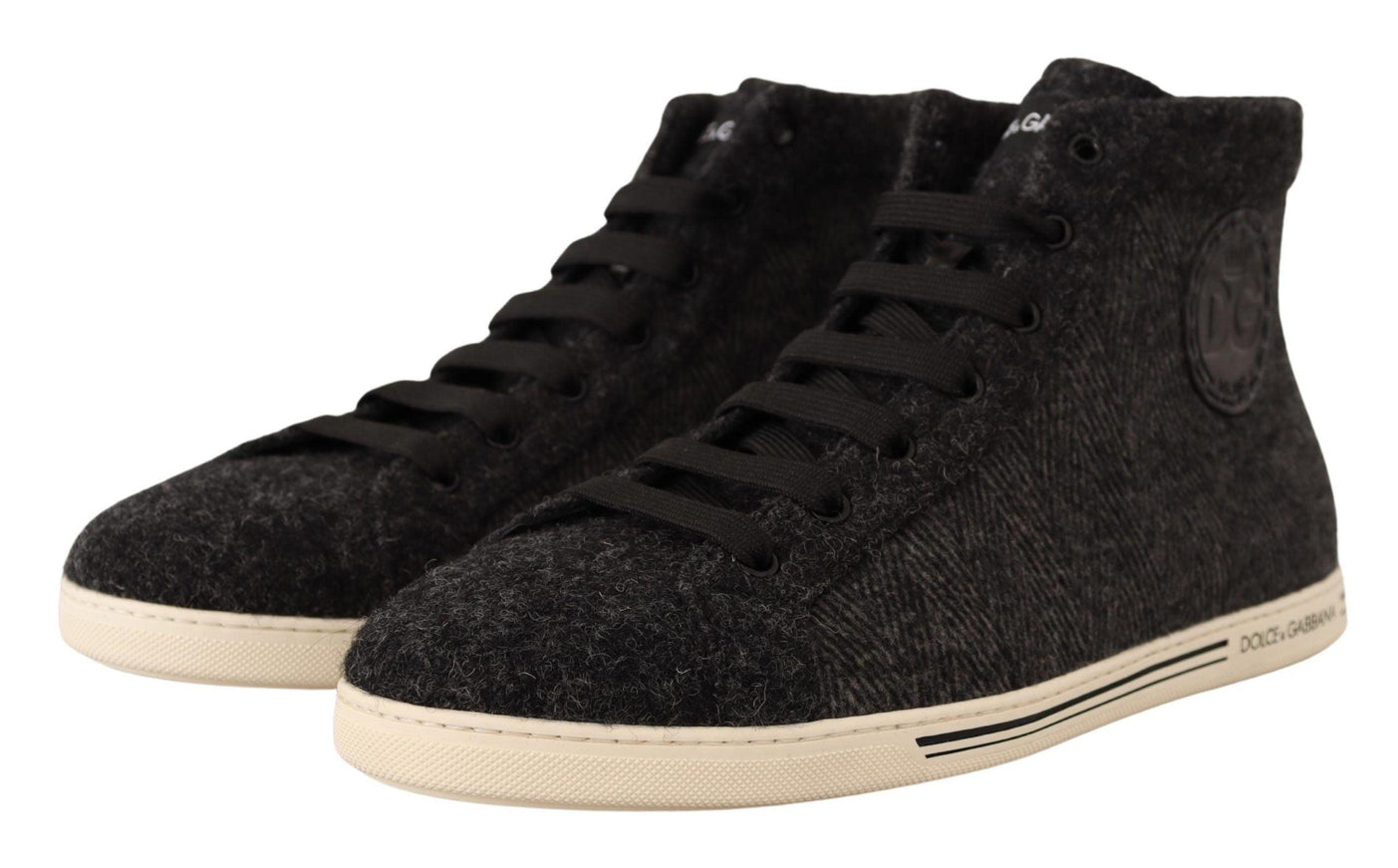 Dolce & Gabbana Gray Wool Cotton Casual High Top Sneakers - Ellie Belle