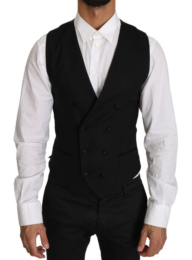 Dolce & Gabbana Gray Wool Double Breasted Waistcoat Vest - Ellie Belle