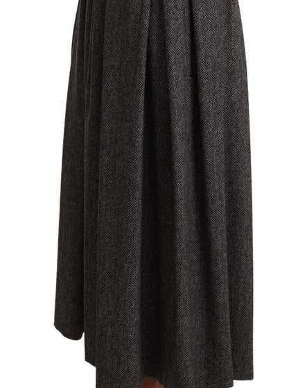 Dolce & Gabbana Gray Wool High Waist A-line PIECE Skirt - Ellie Belle