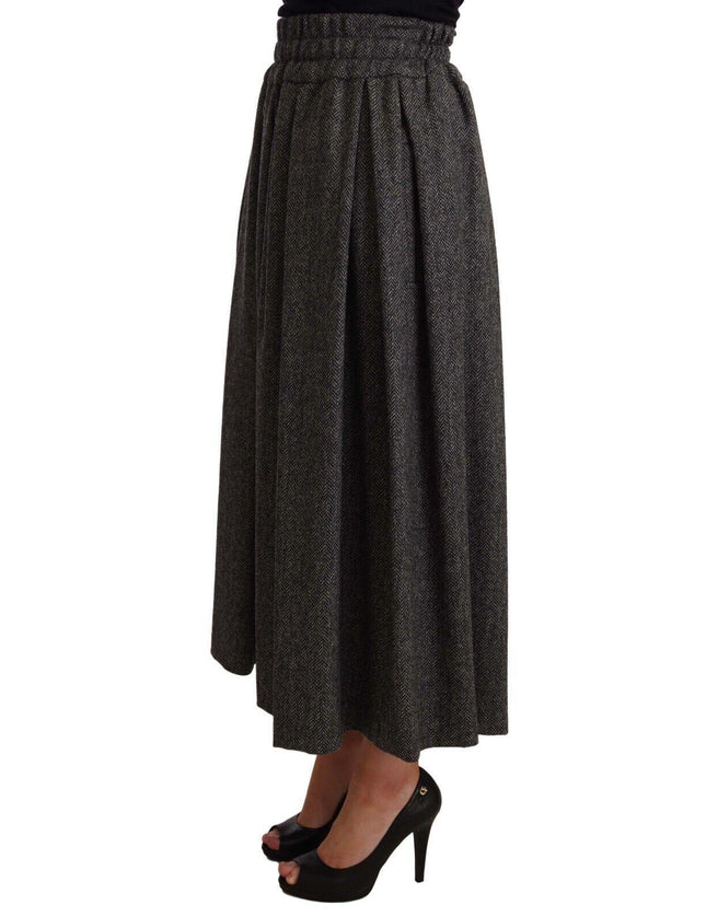 Dolce & Gabbana Gray Wool High Waist A-line PIECE Skirt - Ellie Belle