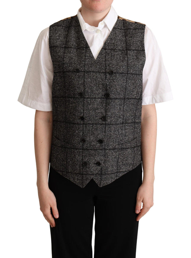 Dolce & Gabbana Gray Wool Leopard Print Waistcoat Vest - Ellie Belle