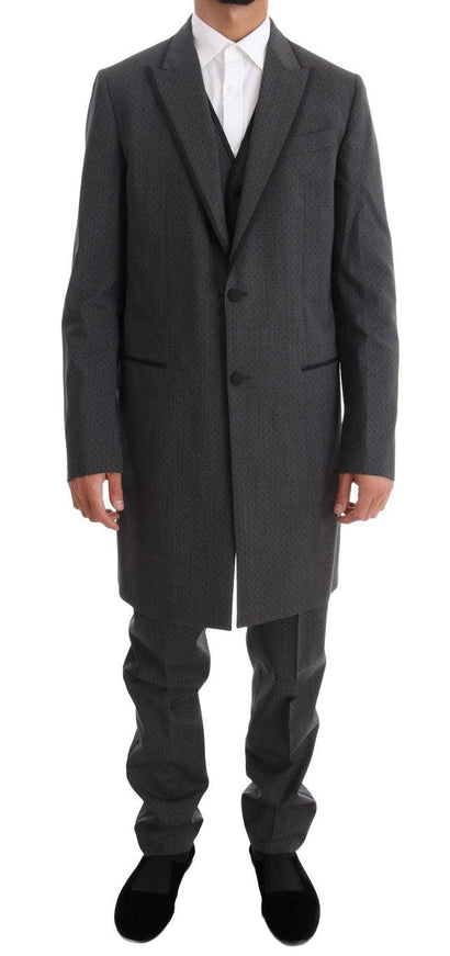 Dolce & Gabbana Gray Wool Long 3 Piece Two Button Suit - Ellie Belle