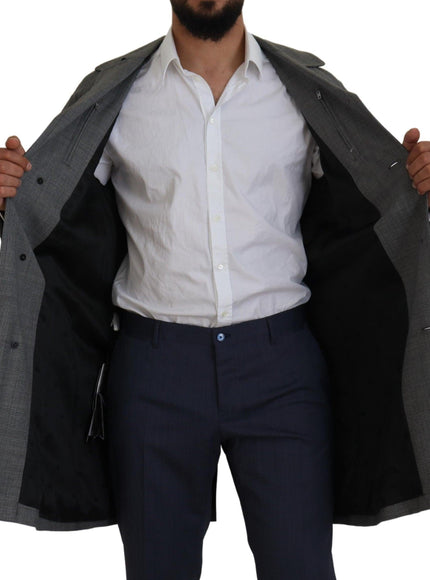Dolce & Gabbana Gray Wool Plaid Long Trench Coat Jacket Trench Coat Jacket