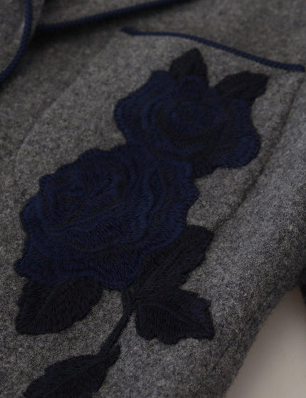 Dolce & Gabbana Gray Wool Roses Slim Fit Jacket Blazer - Ellie Belle