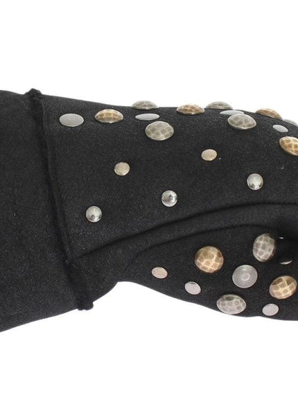 Dolce & Gabbana Gray Wool Shearling Studded Gloves - Ellie Belle