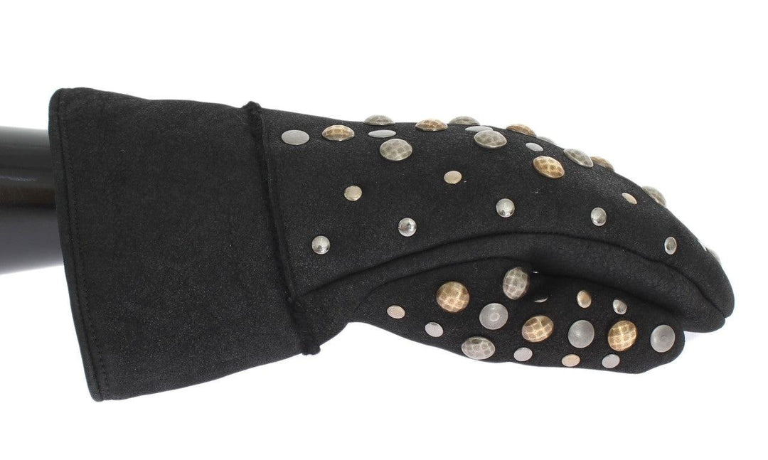 Dolce & Gabbana Gray Wool Shearling Studded Gloves - Ellie Belle